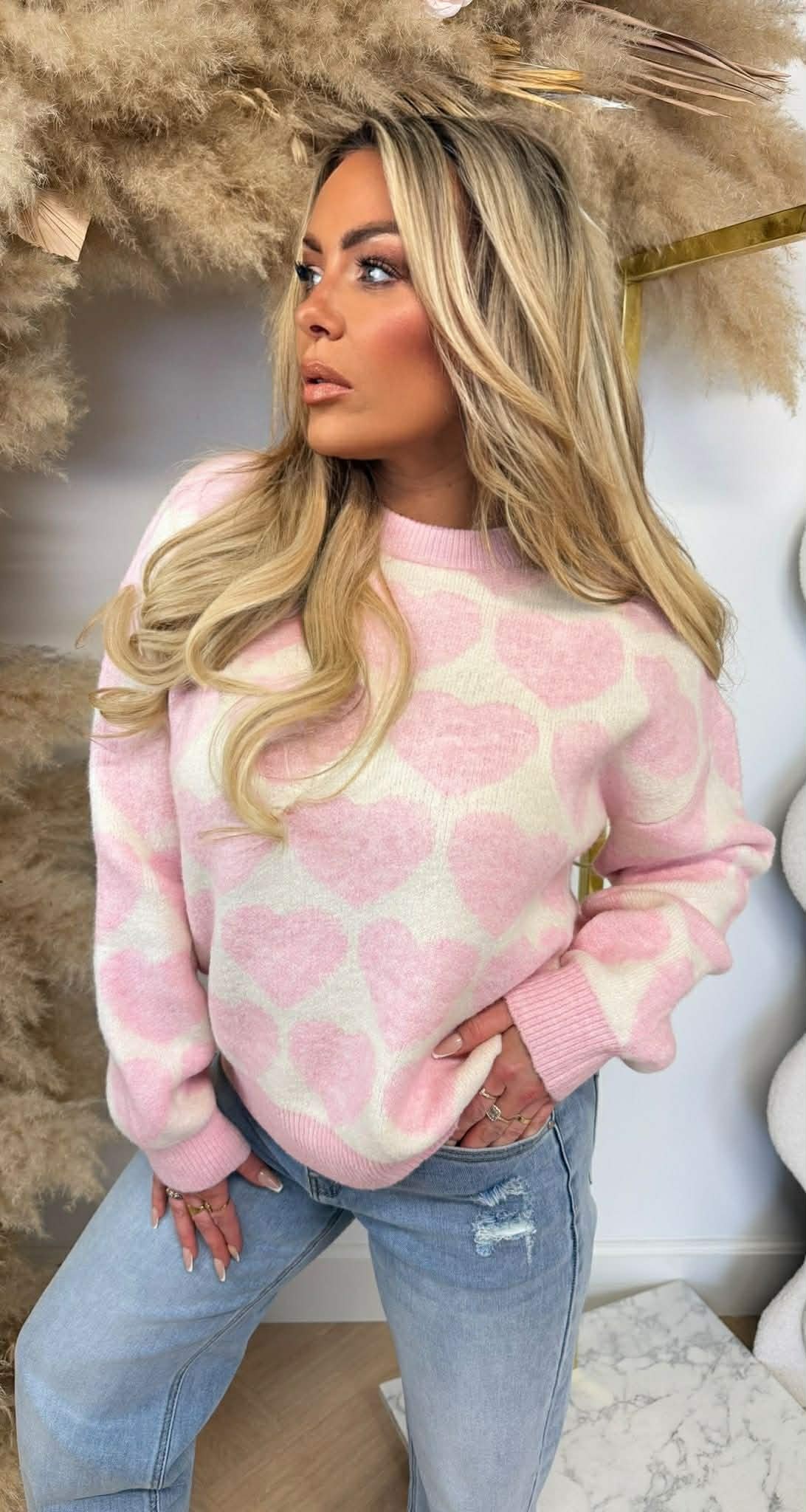 ALL OVER HEARTS SWEAT AM1008 PINK