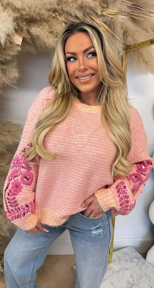 FAIRY FLOWER STRIPE TRUI 8276 ORANGE/FUCHSIA