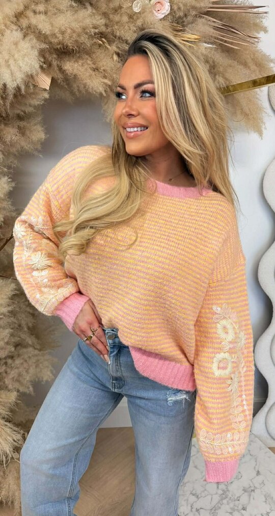 FAIRY FLOWER STRIPE TRUI 8276 FUCHSIA/YELLOW