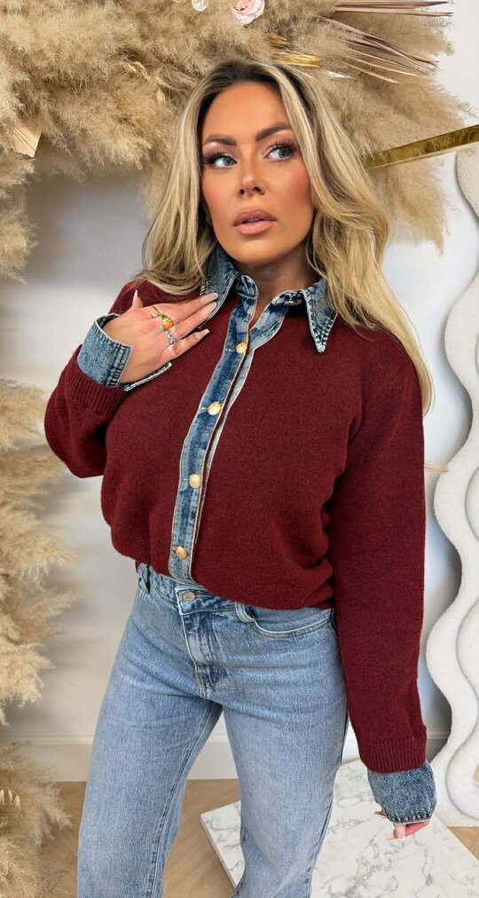 BELLE KRAAG VESTJE 1169 BORDEAUX