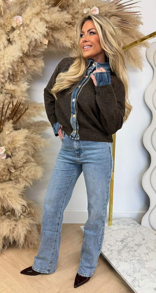 BELLE KRAAG VESTJE 1169 CHOCO