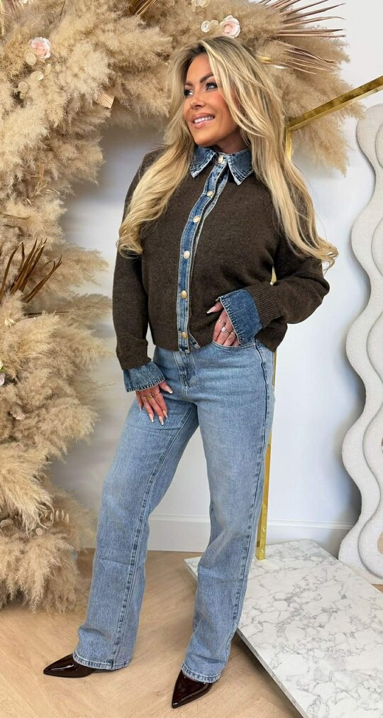 BELLE KRAAG VESTJE 1169 CHOCO