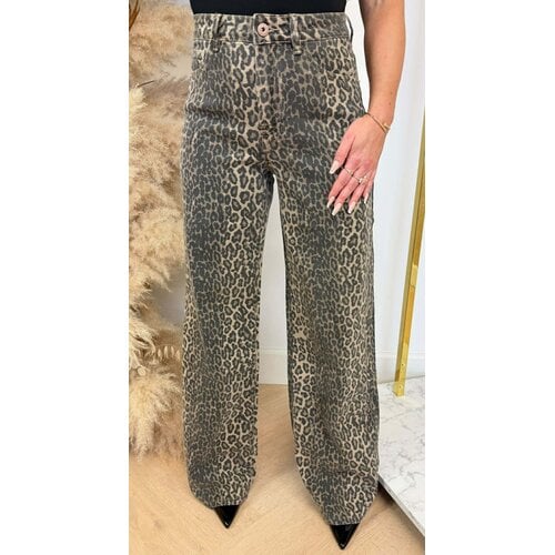 LEOPARD STRETCH JEANS 6265-34 TAUPE