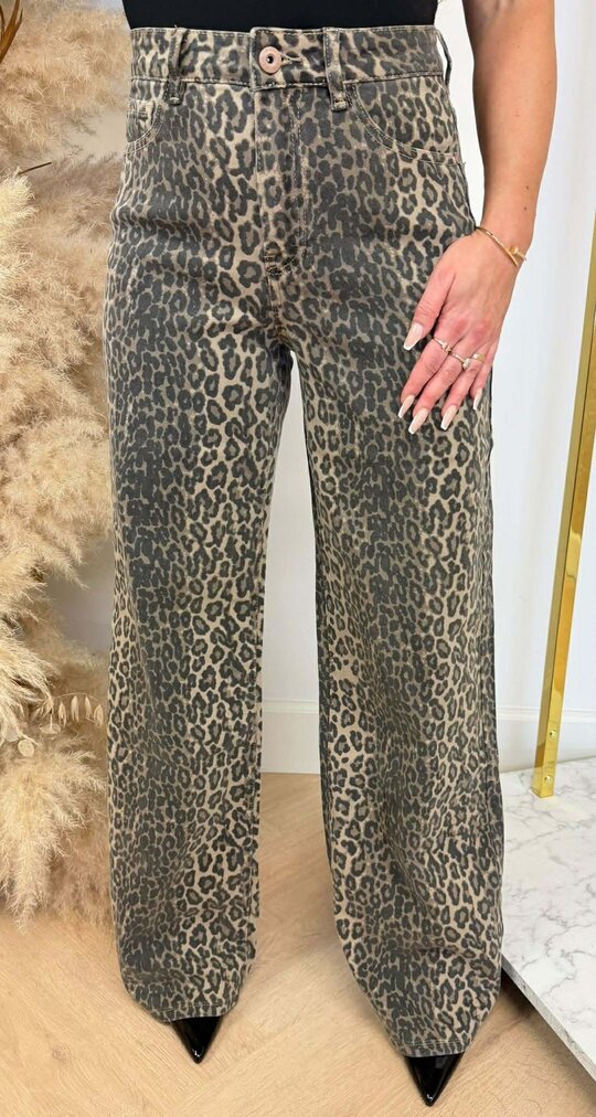 LEOPARD STRETCH JEANS 6265-34 TAUPE