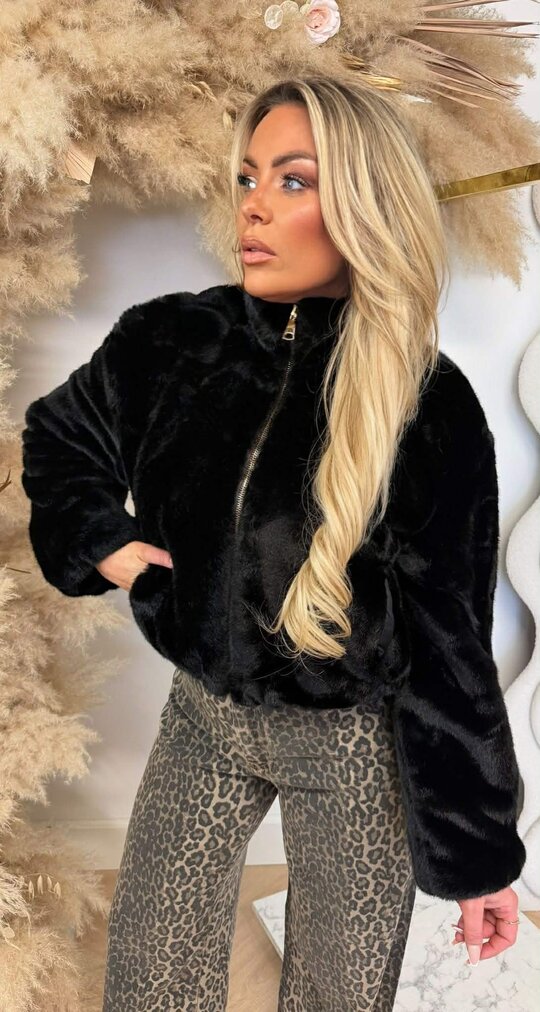 NENA FAUX FUR JACKET 7177 BLACK