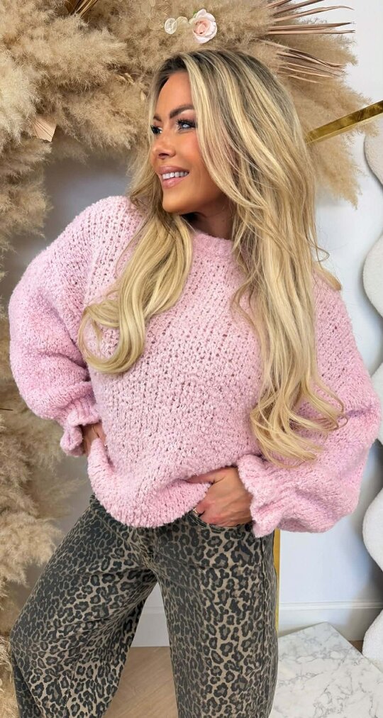 TEDDY RUFFLE SWEATER PINK