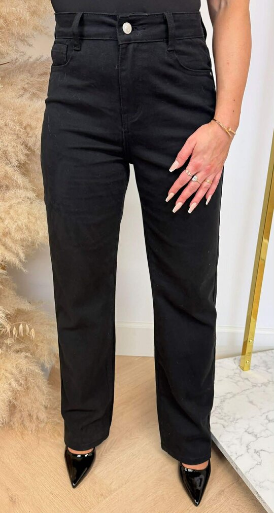 STRAIGHT LEG STRETCH JEANS 0067-51 ALLBLACK