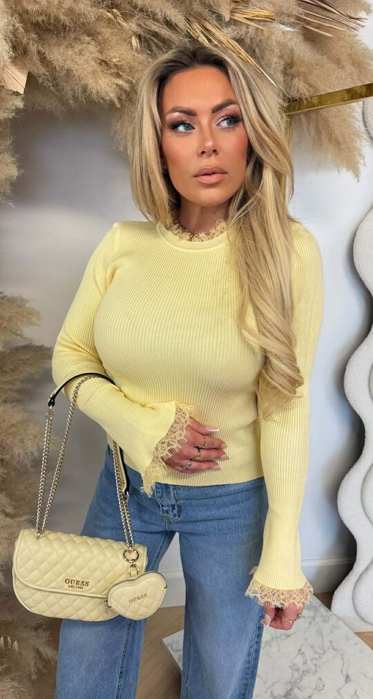 RIB FLARE LACE TOP 9322 YELLOW
