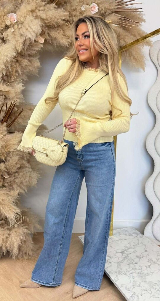 RIB FLARE LACE TOP 9322 YELLOW