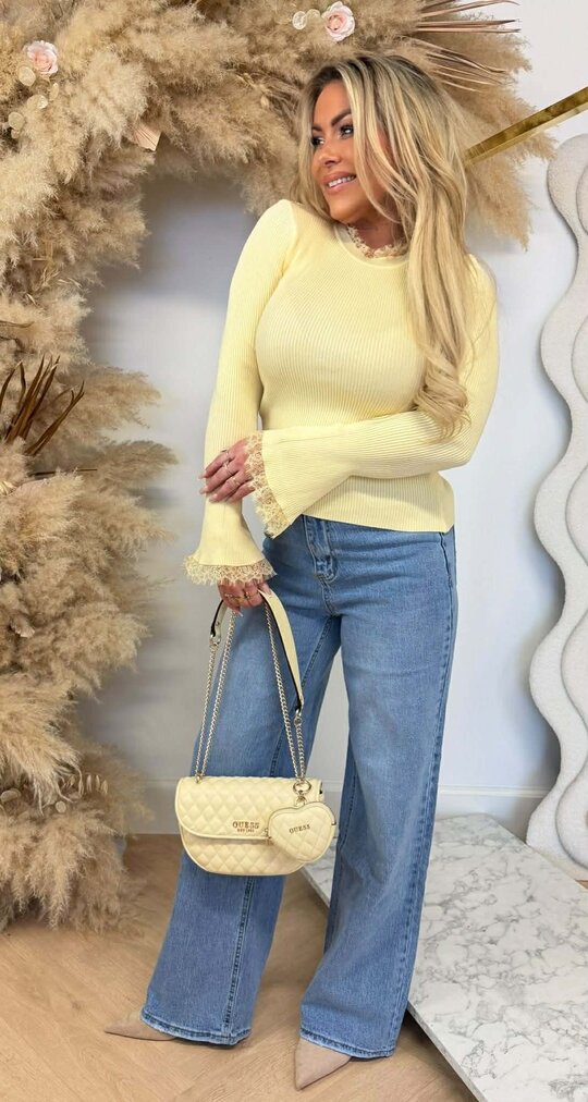 RIB FLARE LACE TOP 9322 YELLOW