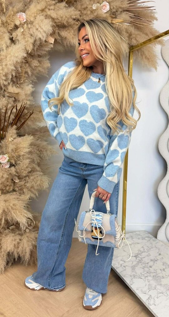 ALL OVER HEARTS SWEAT AM1008 BLUE