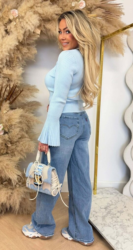 BIBI FLAIR MOUW TOP ICEBLUE