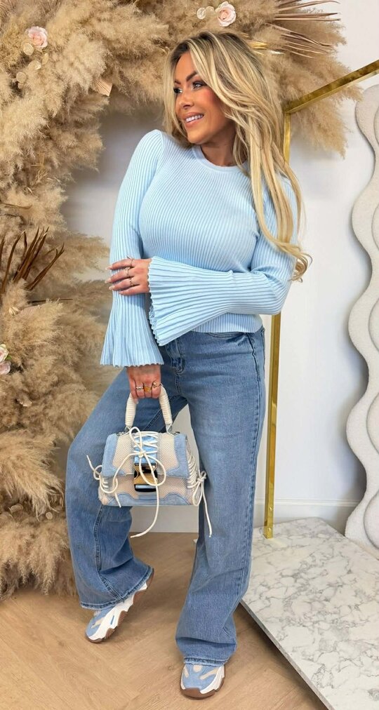 BIBI FLAIR MOUW TOP ICEBLUE