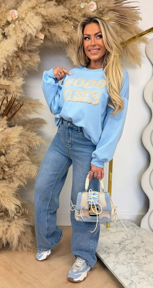TEDDY GOOD VIBES SWEAT ICEBLUE