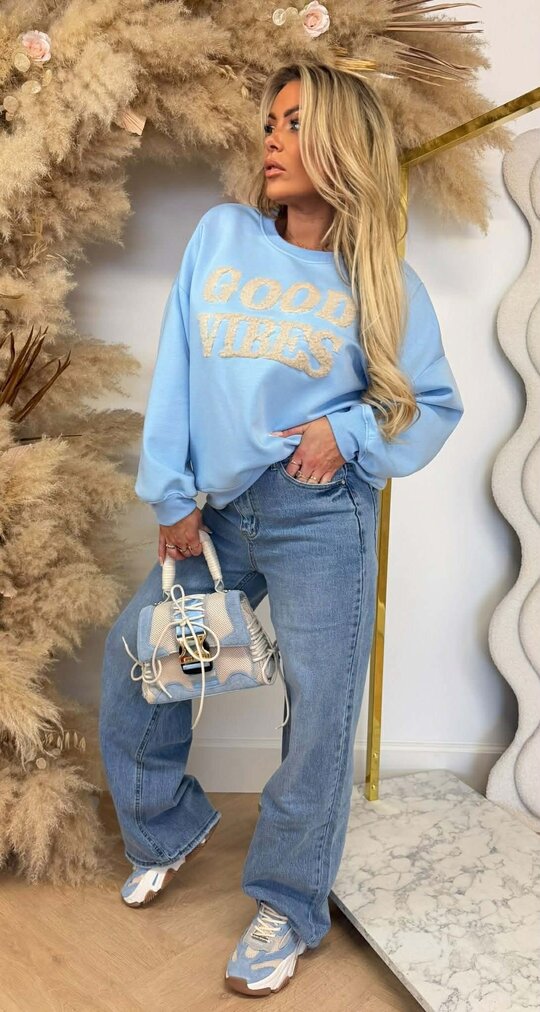 TEDDY GOOD VIBES SWEAT ICEBLUE