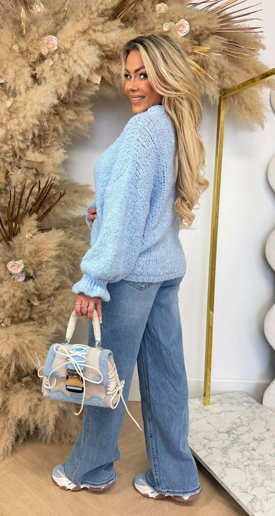TEDDY RUFFLE SWEATER ICEBLUE