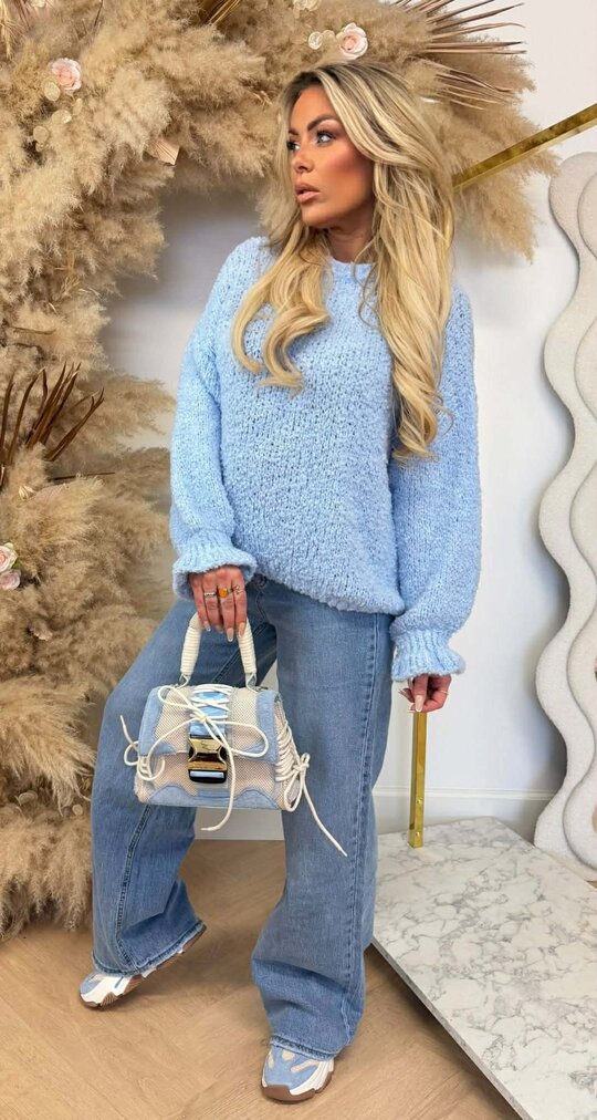 TEDDY RUFFLE SWEATER ICEBLUE