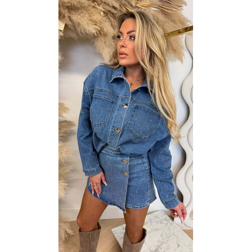 GLITTER DENIM BLOUSE 20859 DENIMBLUE