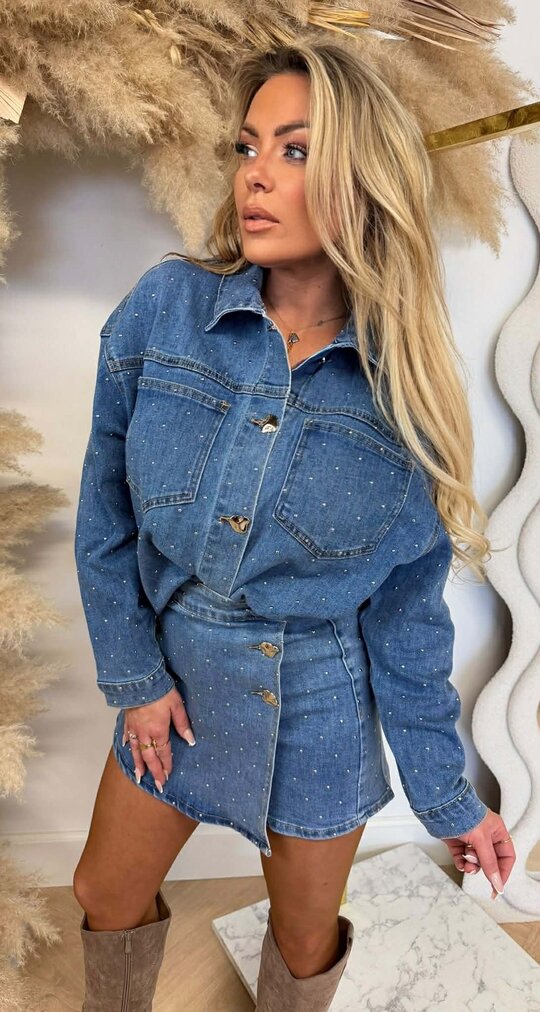 GLITTER DENIM BLOUSE 20859 DENIMBLUE