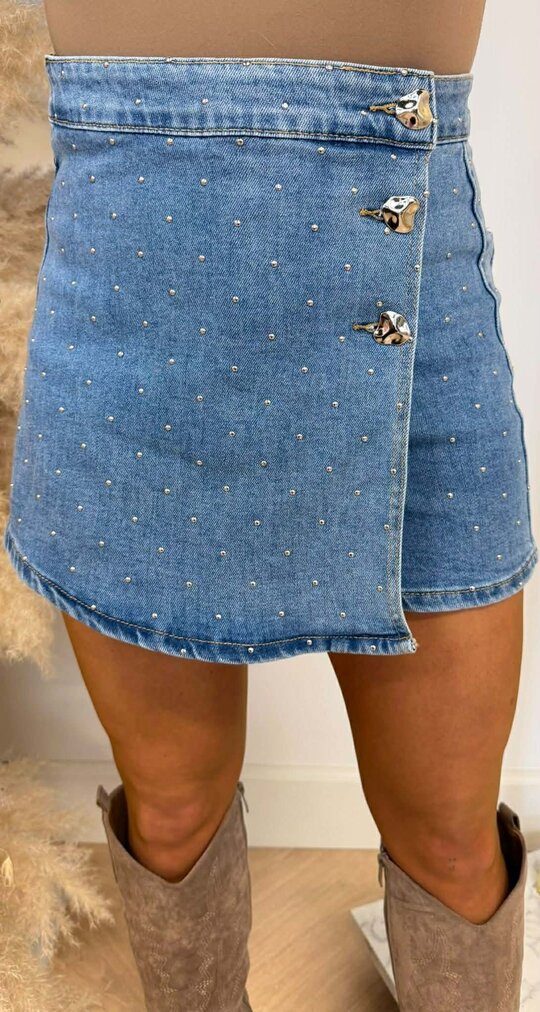 GLITTER DENIM SKORT 20858 DENIMBLUE