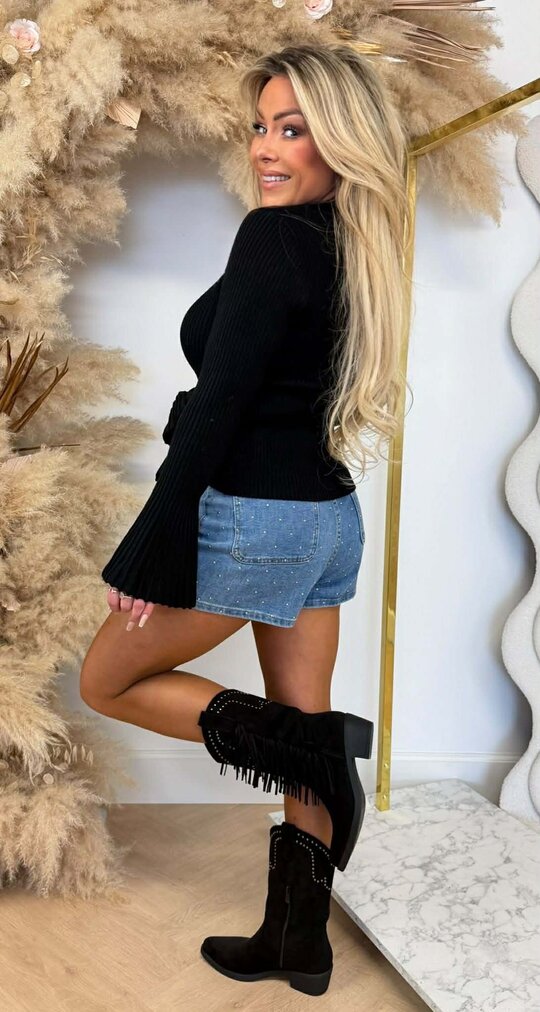 BIBI FLAIR MOUW TOP BLACK