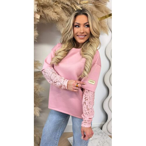 LUXURY LACE SLEEVE TOP PINK