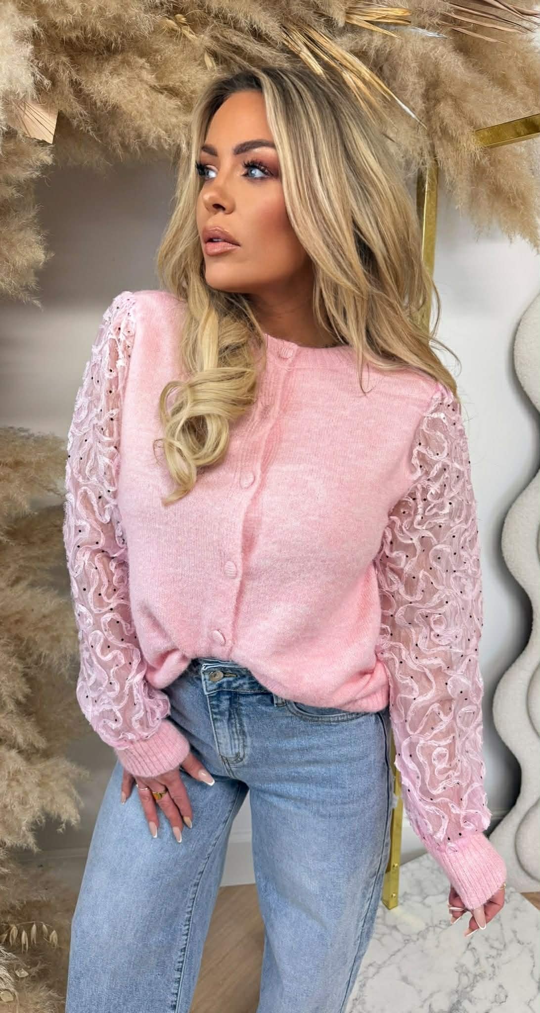 CUTIE SPOTS SLEEVE SWEAT/VEST 48599 PINK