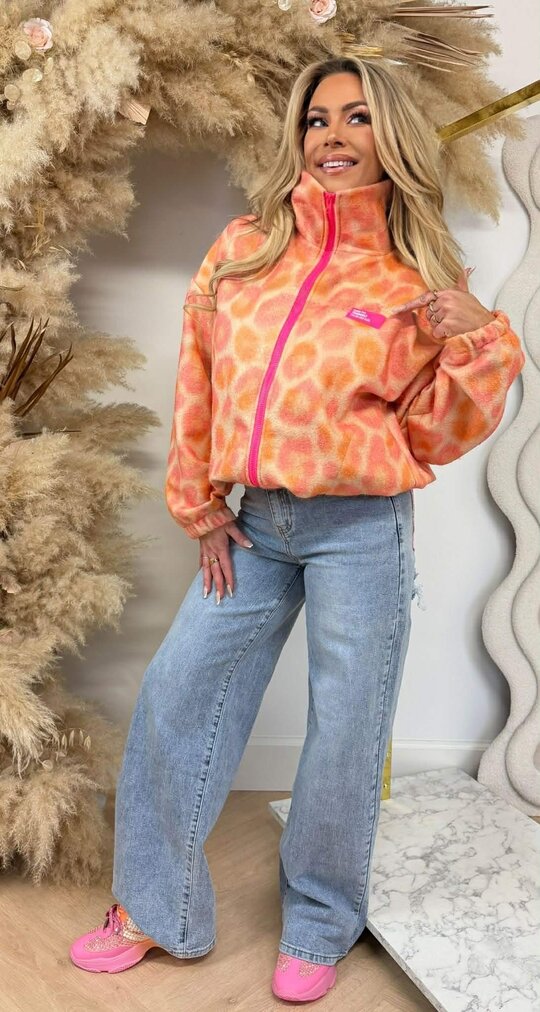 COLORFUL LEO PRINT JACKET ORANGE