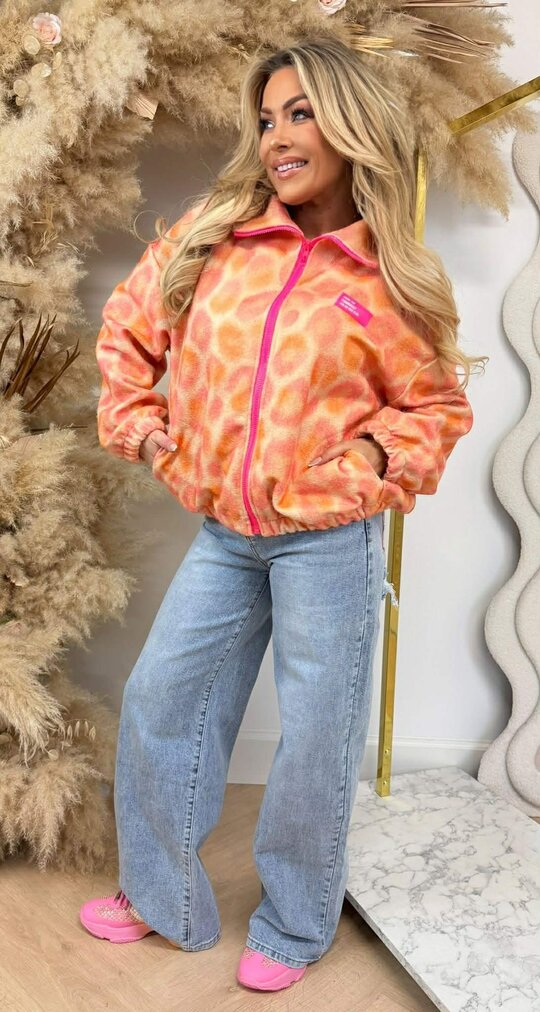 COLORFUL LEO PRINT JACKET ORANGE