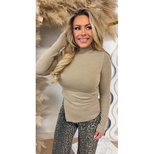 BASIC SPLIT TOP 20968 TAUPE