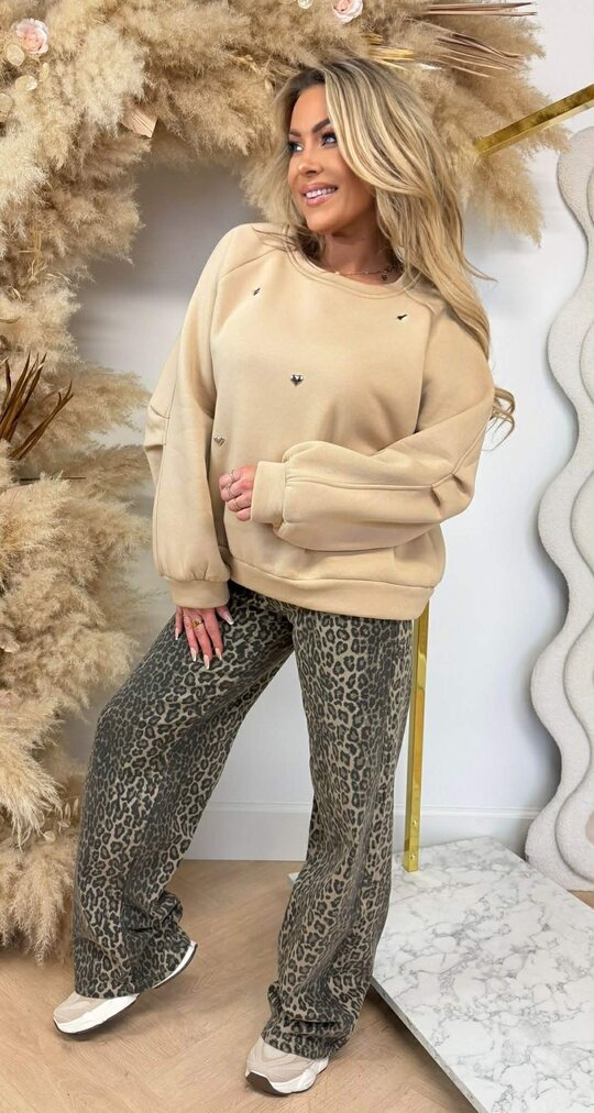 CUTE LITTLE HEARTS SWEAT BEIGE