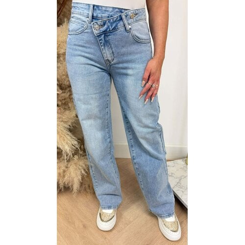 CROOKED KNOT WIDE LEG JEANS G181Y-D DENIMBLUE