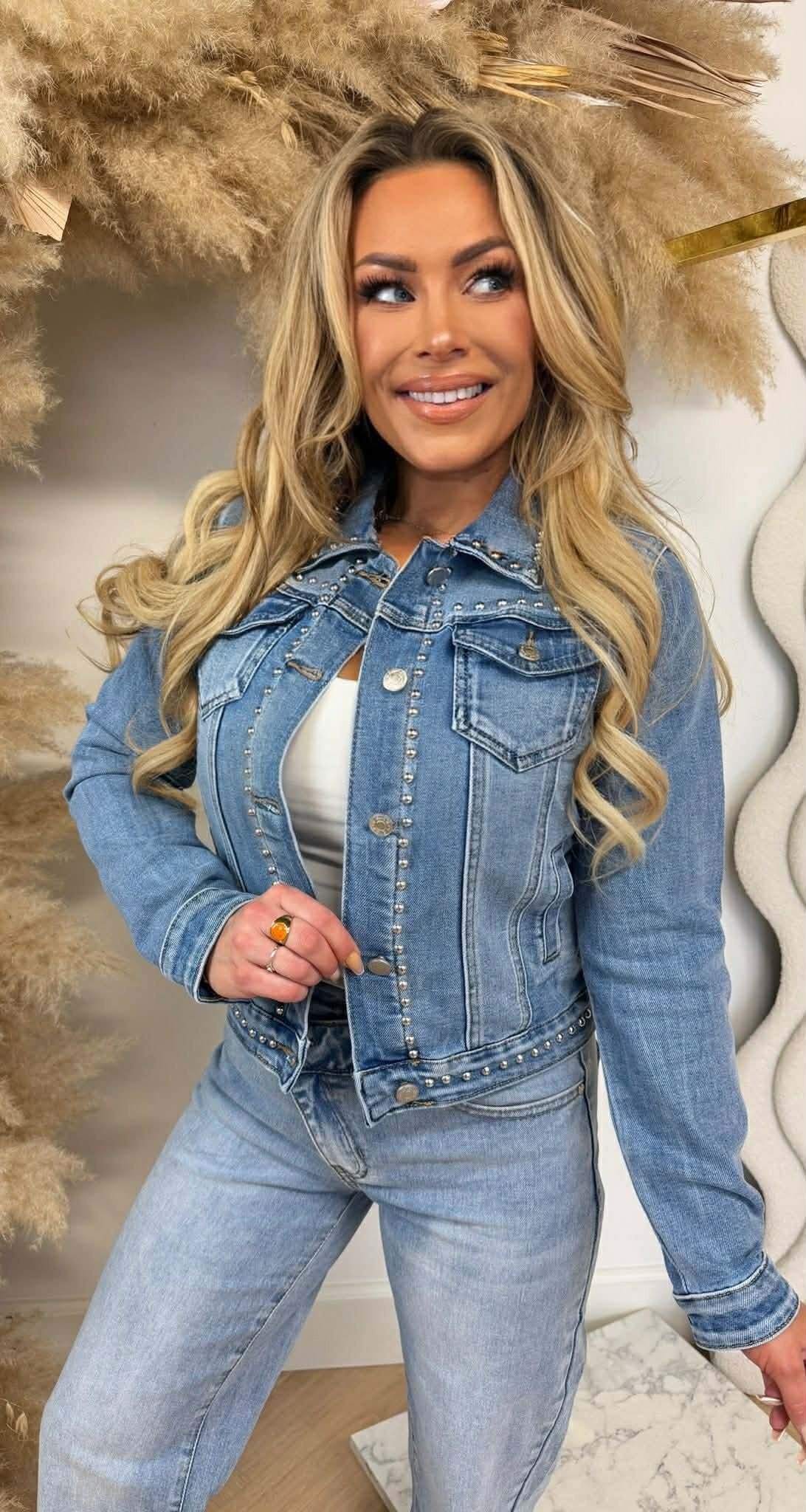 STUDDED DENIM JACKET 8261 DENIMBLUE