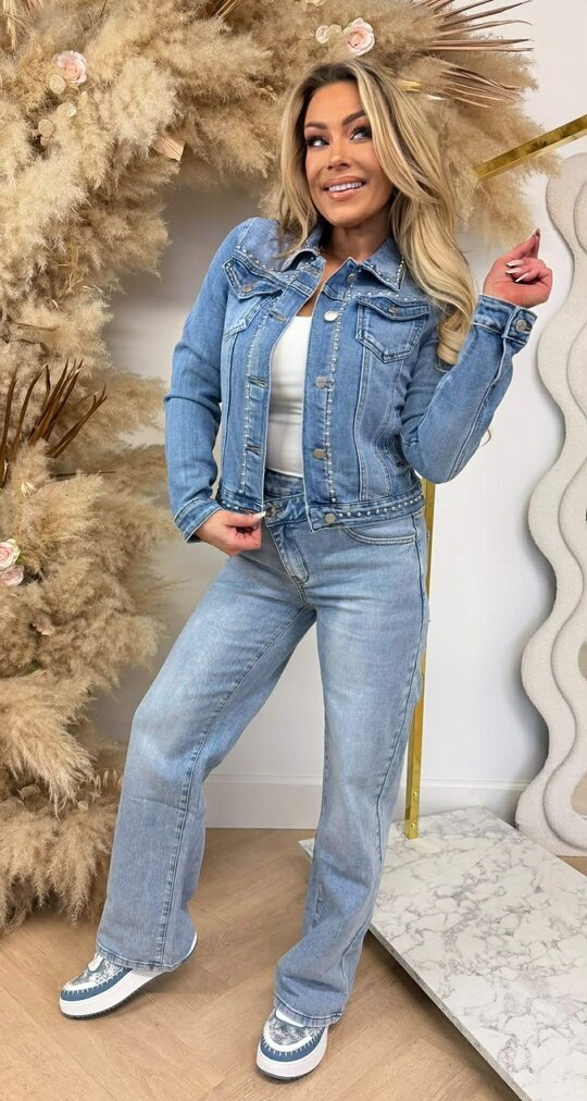 STUDDED DENIM JACKET 8261 DENIMBLUE