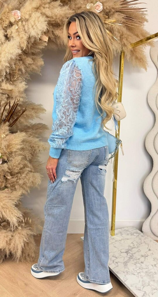 CUTIE SPOTS SLEEVE SWEAT/VEST 48599 BLUE