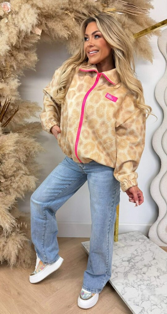 COLORFUL LEO PRINT JACKET BEIGE