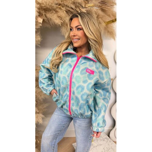 COLORFUL LEO PRINT JACKET BLUE