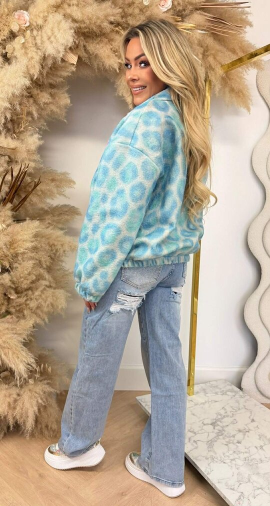 COLORFUL LEO PRINT JACKET BLUE