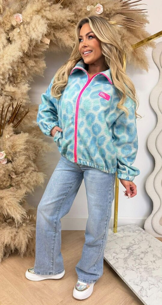 COLORFUL LEO PRINT JACKET BLUE