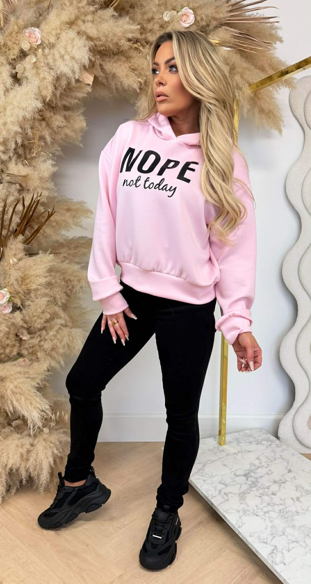 NOPE NOT TODAY HOODIE PINK