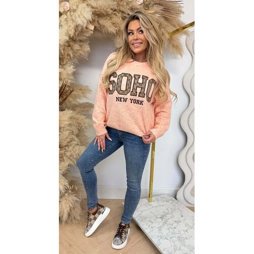 SOHO GUC PRINT SWEAT 1055 PEACH