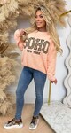 SOHO GUC PRINT SWEAT 1055 PEACH