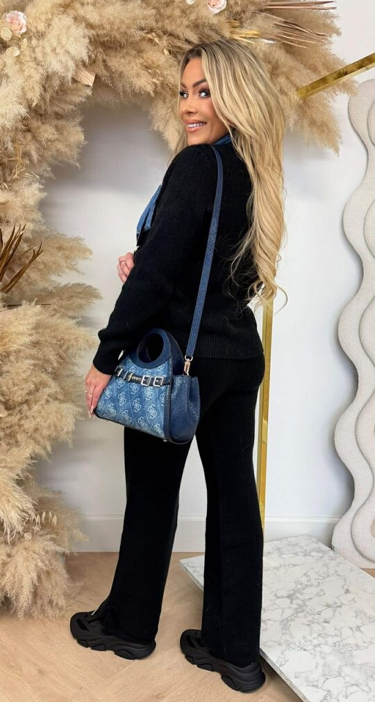 DENIM KNITTED 2 PIECE SET E2040 BLACK