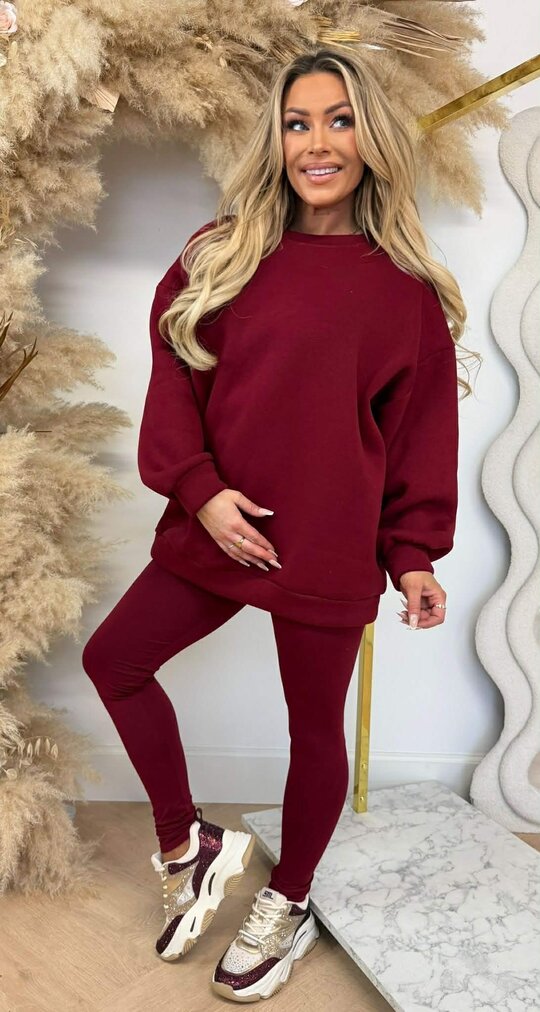 MYBEL FLEECE SET BURGUNDY