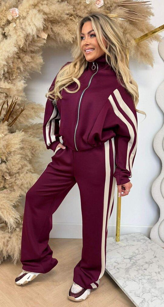 ELIN STRIPE SET BURGUNDY