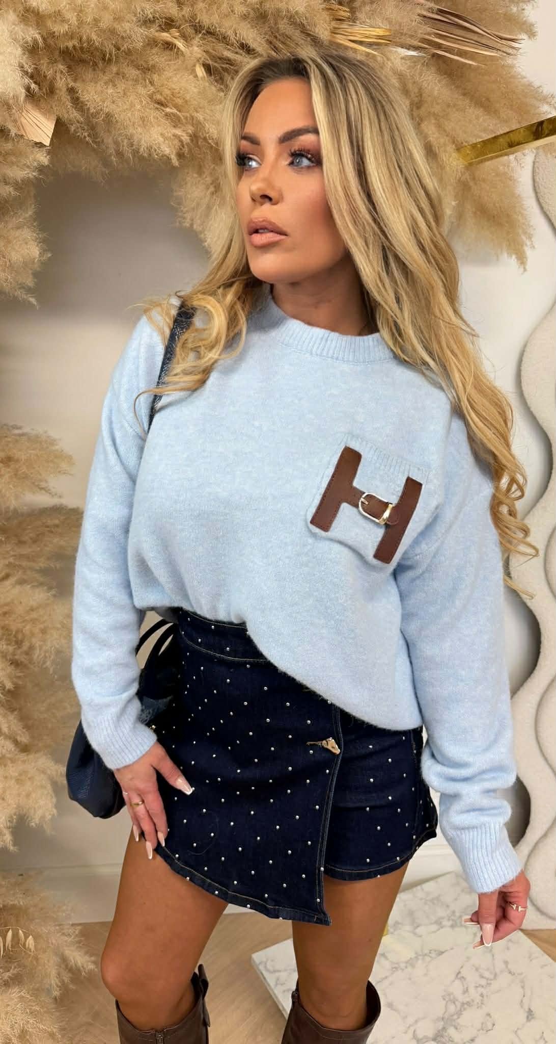 H POCKET INSPIRED SWEAT AM932 ICEBLUE