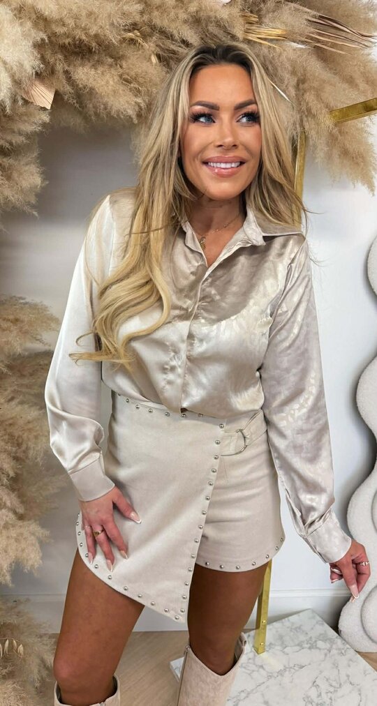 LEO SATIN BLOUSE 9049 BEIGE