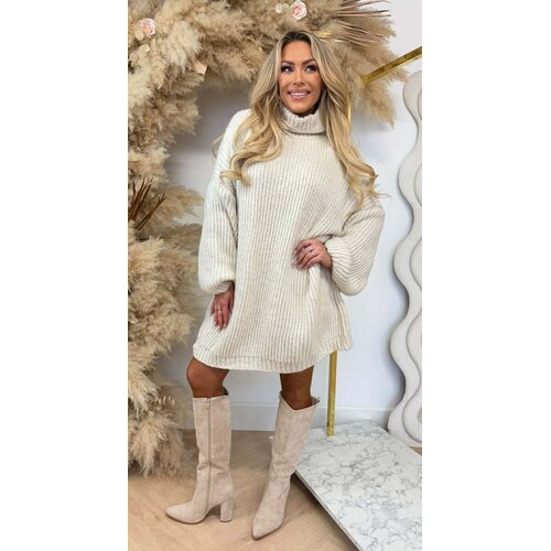 MARLIJN KOL SWEATER DRESS BEIGE MARLIJN KOL SWEATER DRESS BEIGE