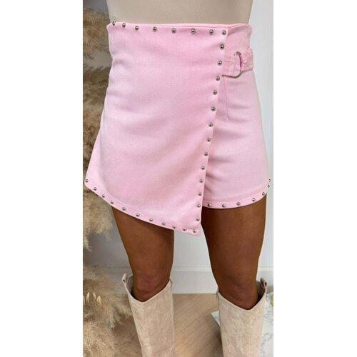 SUEDE LOOK STUDS SKORT PINK
