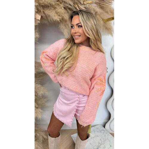 PALM SEQUIN SWEAT 8269 SALMON/PINK